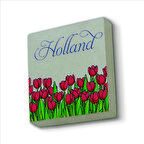 Hollanda Lale Görseli Baskılı Doğaltaş  Magnet(KRG-024)Buzdolabı Süsü