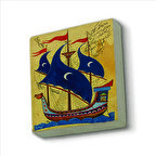 Osmanlı Yelkenlisi Minyatür Baskılı Doğaltaş  Magnet(KRT-120)Buzdolabı Süsü