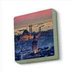 Galata Kulesi + Süleymaniye Camii Baskılı Doğaltaş  Magnet(KRT-024)