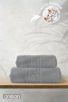 2'li Gri Greek Havlu Seti %100 Pamuk- 1 Adet El Havlusu 50x90 ve 1 Adet Banyo Havlusu 70x140