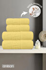 %100 Pamuk 4'lü  Sarı Greek Havlu Seti - 2 Adet El Havlusu ve 2 Adet Banyo Havlusu