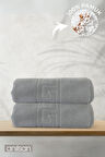 2'li Gri Greek Banyo Havlusu - 70x140 Cm, 490 Gr, %100pamuk, Spa Ve Otel Havlusu