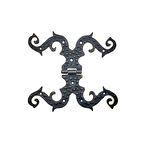 Antika Tarz Dekoratif Pirinç Süslü Menteşe - 190x170 Mm, Oksit