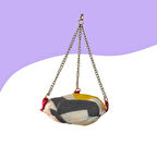 Muhabbet Kuşu Hamak Salıncak 10Cm Beyaz-Gri-Sarı