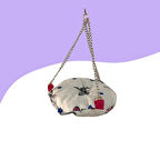 Muhabbet Kuşu Hamak Salıncak 10Cm Beyaz Desenli