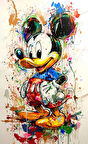 DEKORATİF 35X45 LAZER KESİM UV BASKILI  MİCKEY MOUSE  SEMBOLLÜ TASARIM TABLO 
