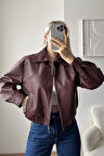 Prifaldi Milano Oversize Bomber Deri Ceket Bordo