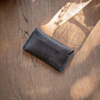minimal X Manual İnce Kartlık Cüzdan - Gerçek Deri ve El Yapımı - Minimalist - Antrasit