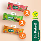 Organik Vegan Çilek Kayısı ve Mango Yulaf Bar Atıştırmalık Paketi - 6 adet (3 çeşit)