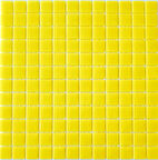 Mutfak tezgah arası, Havuz, Banyo, Sauna, Spa, iç , dış, zemin, duvar, kaplama ve dekorasyon uygulamalarında tüm yüzeyler için, 25x25mm. Canlı Sarı, 31.5x31.5cm. Fileli Cam Mozaik.