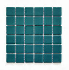 Mutfak tezgah arası, Havuz, Banyo, Sauna, Spa, iç , dış, zemin, duvar, kaplama ve dekorasyon uygulamalarında tüm yüzeyler için, 50x50mm. Turkuaz,  31.5x31.5cm. Fileli Cam Mozaik.