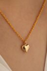14 Ayar Altın Kalp Halat Zincir Kolye