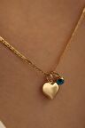 14 Ayar Altın Kalp Göz Valentino Zincir Kolye