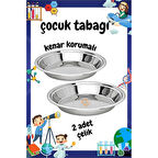 HSNET Çocuk Tabağı Güvenli Kenarlı Çelik 2 Adet 21 cm