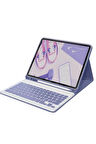 iPad Air 11 (2024) Kılıf KC01 Smart Klavyeli Tablet Kılıfı - Derin Mor-(5796)