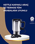 Araç İçi Paslanmaz Çelik Isıtıcı Termos Bardak 12V Çakmak Girişli