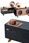 Bluetooth Nostalji Speaker Radyo Gramofon Ahşap Renk Vintage