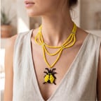 MK Design Jewelry Sarı Siyah Uğur Böceği Kolye