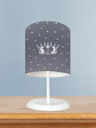 MEKTA HOME BEBEK VE ÇOCUK ODASI Kral Tacı ve Yıldız Desenli Gri Abajur