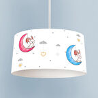 MEKTA HOME BEBEK VE ÇOCUK ODASI Renkli Ay ve Tavşan Desenli Avize