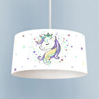 MEKTA HOME BEBEK VE ÇOCUK ODASI Renkli Unicorn Desenli Beyaz Avize