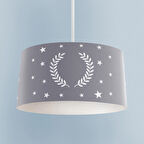 MEKTA HOME BEBEK VE ÇOCUK ODASI Çelenk Yıldız Desenli Çerçeveli Gri Avize