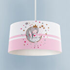 MEKTA HOME BEBEK VE ÇOCUK ODASI Ayda Oturan Prenses Kız Desenli Pembe Avize