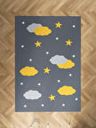 MEKTA HOME BEBEK VE ÇOCUK ODASI Bulut ve Yıldız Desenli Halı