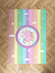MEKTA HOME BEBEK VE ÇOCUK ODASI Renkli Unicorn Desenli Halı
