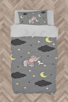 MEKTA HOME BEBEK VE ÇOCUK ODASI Fil ve Tavşan Desenli Gri Nevresim Takımı