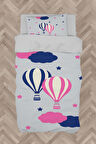 MEKTA HOME BEBEK VE ÇOCUK ODASI Pembe Mavi Uçan Balon Desenli Nevresim Takımı