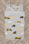 Mekta Home Bebek Ve Çocuk Odası İş Makinelı Gri Yol Desenli Nevresim Takımı