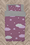 MEKTA HOME BEBEK VE ÇOCUK ODASI Lila Bulut Desenli Nevresim Takımı