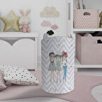 MEKTA HOME BEBEK VE ÇOCUK ODASI 3'lü Prenses Kız Zikzak Desenli Oyuncak Sepeti