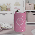 MEKTA HOME BEBEK VE ÇOCUK ODASI Pembe Başak Desenli Oyuncak Sepeti