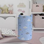 MEKTA HOME BEBEK VE ÇOCUK ODASI Bulut ve Yıldız Desenli Oyuncak Sepeti