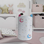 MEKTA HOME BEBEK VE ÇOCUK ODASI Renkli Ay ve Tavşan Desenli Oyuncak Sepeti