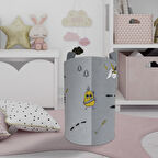 MEKTA HOME BEBEK VE ÇOCUK ODASI Yol ve Küçük Figür Desenli Oyuncak Sepeti