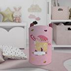 MEKTA HOME BEBEK VE ÇOCUK ODASI Şapkalı Prenses Kız Desenli Oyuncak Sepeti