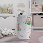 MEKTA HOME BEBEK VE ÇOCUK ODASI Ayıcık ve Çiçek Desenli Oyuncak Sepeti