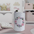 MEKTA HOME BEBEK VE ÇOCUK ODASI Çiçekli Zikzak Desenli Oyuncak Sepeti