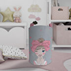 MEKTA HOME BEBEK VE ÇOCUK ODASI Fiyonklu Kız Desenli Oyuncak Sepeti