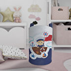 MEKTA HOME BEBEK VE ÇOCUK ODASI Küçük Denizci Kaptan Desenli Oyuncak Sepeti