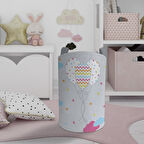 MEKTA HOME BEBEK VE ÇOCUK ODASI Renkli Bulutlu ve Balon Desenli Oyuncak Sepeti