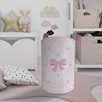 MEKTA HOME BEBEK VE ÇOCUK ODASI Pembe Kurdele ve Yıldız Desenli Oyuncak Sepeti