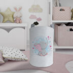 MEKTA HOME BEBEK VE ÇOCUK ODASI Kalpli ve Küçük Fil Desenli Oyuncak Sepeti