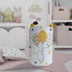 MEKTA HOME BEBEK VE ÇOCUK ODASI Üç Balonlu Seksek Desenli Oyuncak Sepeti