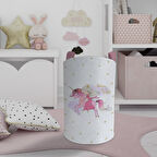 MEKTA HOME BEBEK VE ÇOCUK ODASI Unicorn Üzerinde Prenses Kız Desenli Oyuncak Sepeti