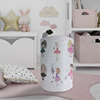 MEKTA HOME BEBEK VE ÇOCUK ODASI Prenses Kızlar ve Seksek Desenli Motifli Oyuncak Sepeti