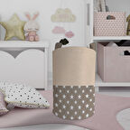 MEKTA HOME BEBEK VE ÇOCUK ODASI Sarı Gri Bulutlar Desenli Oyuncak Sepeti